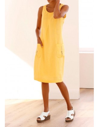 Geltona lininė suknelė "Summer". Liko 40 dydis