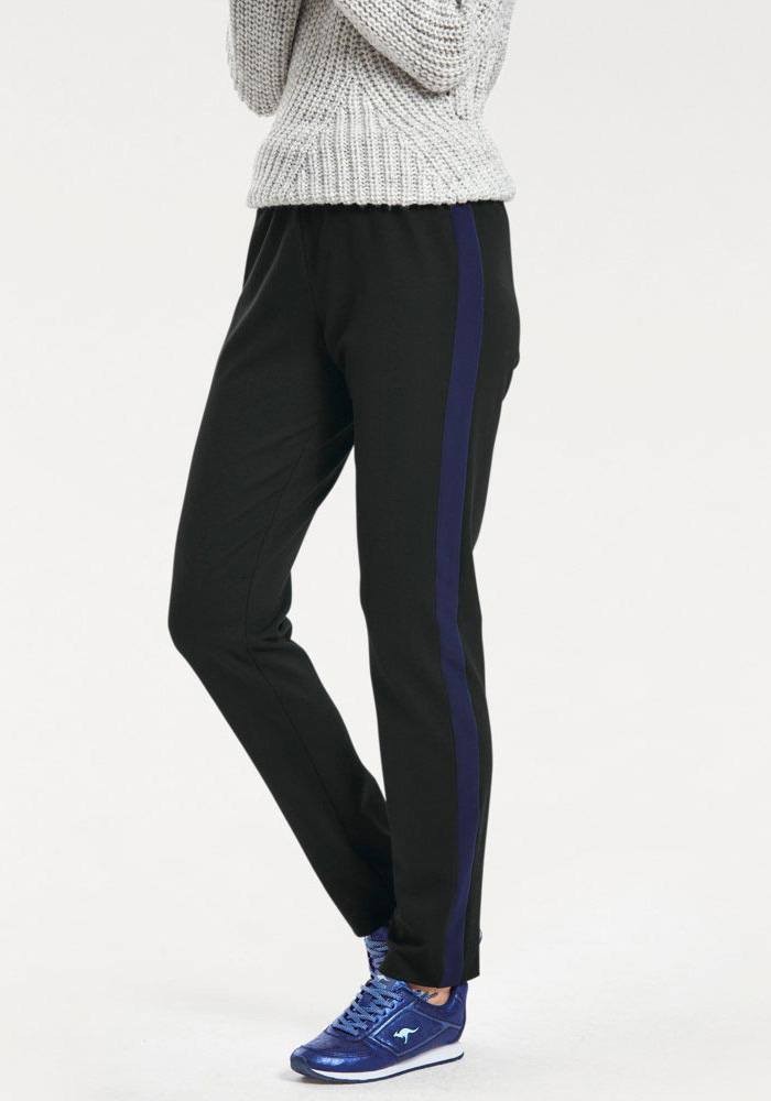 blue and black track pants