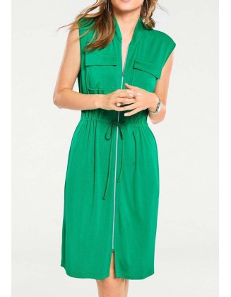 Žalia suknelė su užtrauktuku