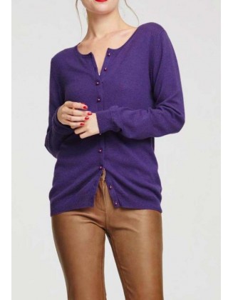 Purpurinis kašmyro megztinis su sagutėmis
