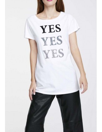 Balti marškinėliai "Yes"
