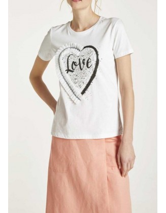 Balti dekoruoti marškinėliai "Love"