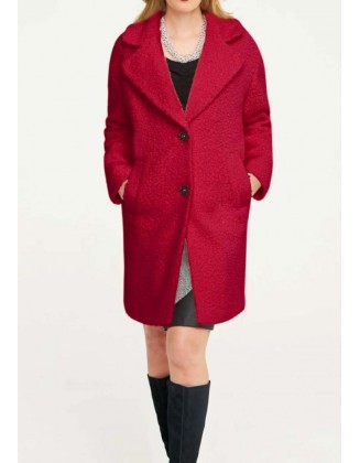 Raudonas minkštas paltas