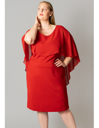 Raudona kokteilinė suknelė su skraiste. Liko 48 dydis