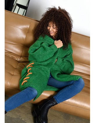 Ilgas žalias megztinis su...